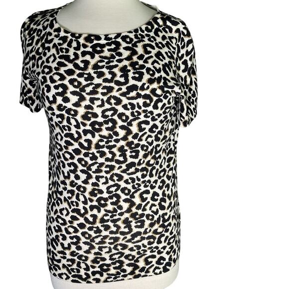 Talbots Top Womens Small Animal Print Cotton Blend Sweater Lightweight Stretch - Picture 1 of 3